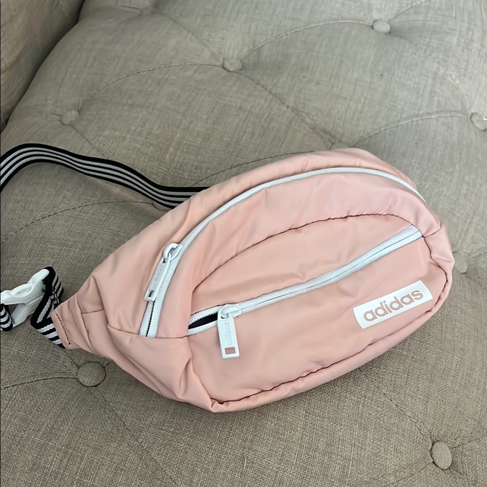 Adidas Light Pink Waist Bag with White Accents